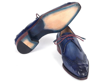 Paul Parkman Goodyear Welted Wingtip Derby Shoes Blue And Navy (Id584 - Blu) Shoes by Paul Parkman – Don't Panic Shoes