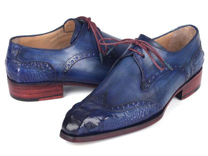 Paul Parkman Goodyear Welted Wingtip Derby Shoes Blue And Navy (Id584 - Blu) Shoes by Paul Parkman – Don't Panic Shoes