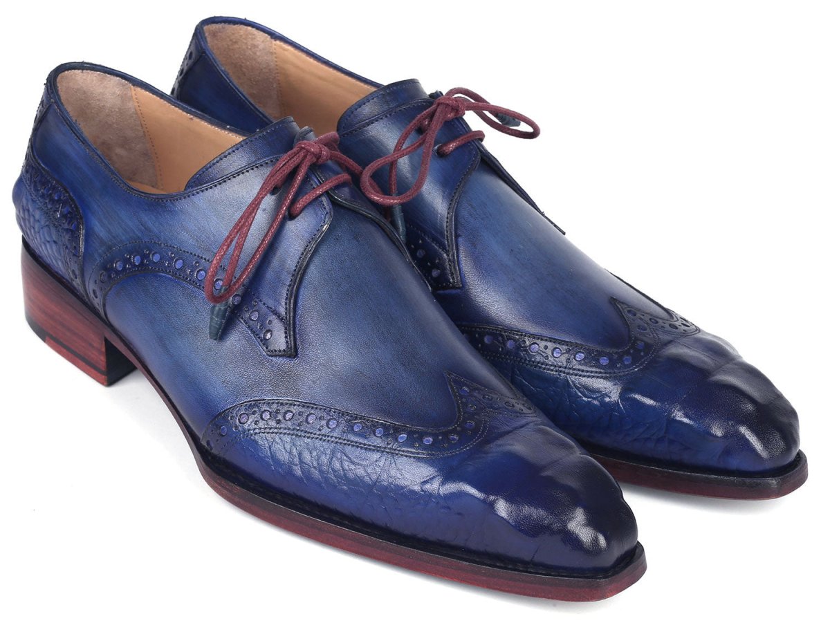 Paul Parkman Goodyear Welted Wingtip Derby Shoes Blue And Navy (Id584 - Blu) Shoes by Paul Parkman – Don't Panic Shoes
