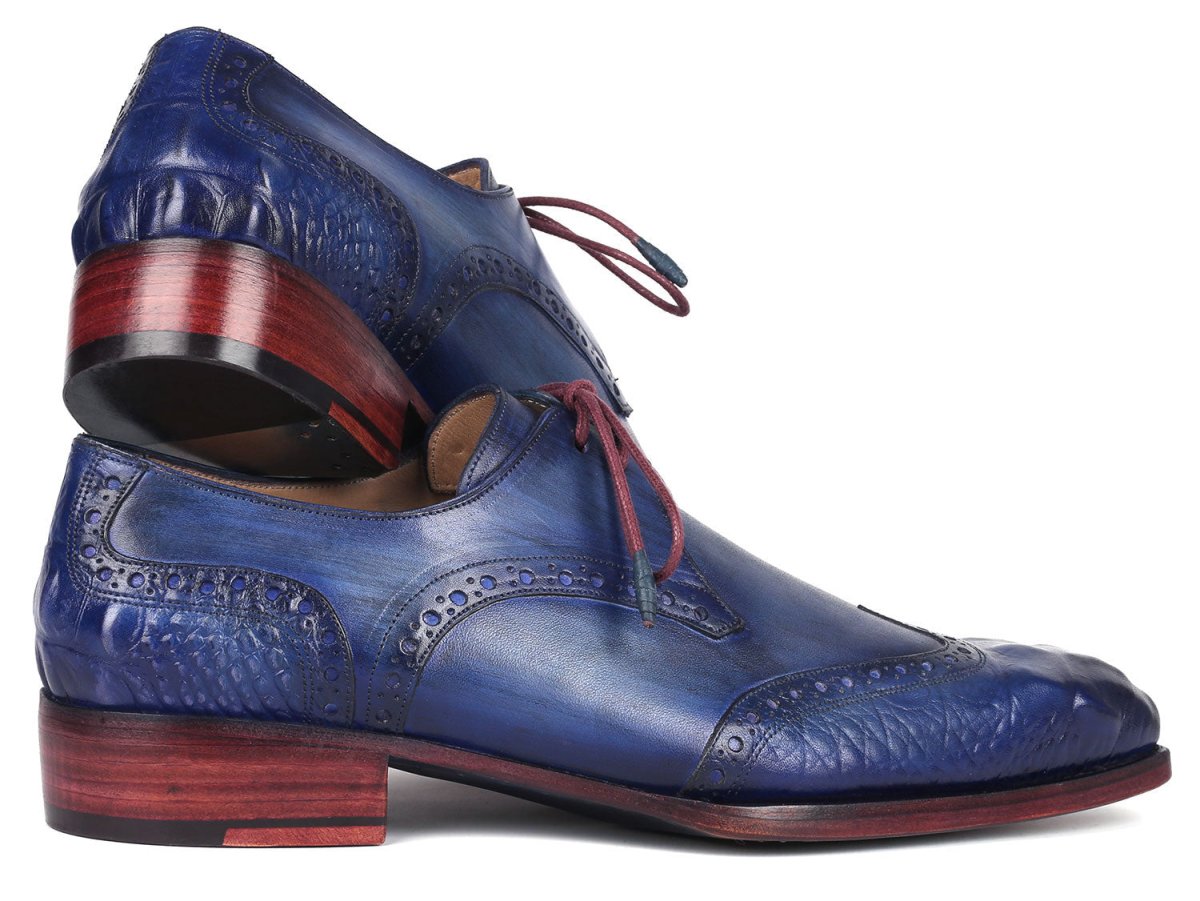 Paul Parkman Goodyear Welted Wingtip Derby Shoes Blue And Navy Shoes by Paul Parkman – Don't Panic Shoes