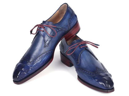 Paul Parkman Goodyear Welted Wingtip Derby Shoes Blue And Navy Shoes by Paul Parkman – Don't Panic Shoes