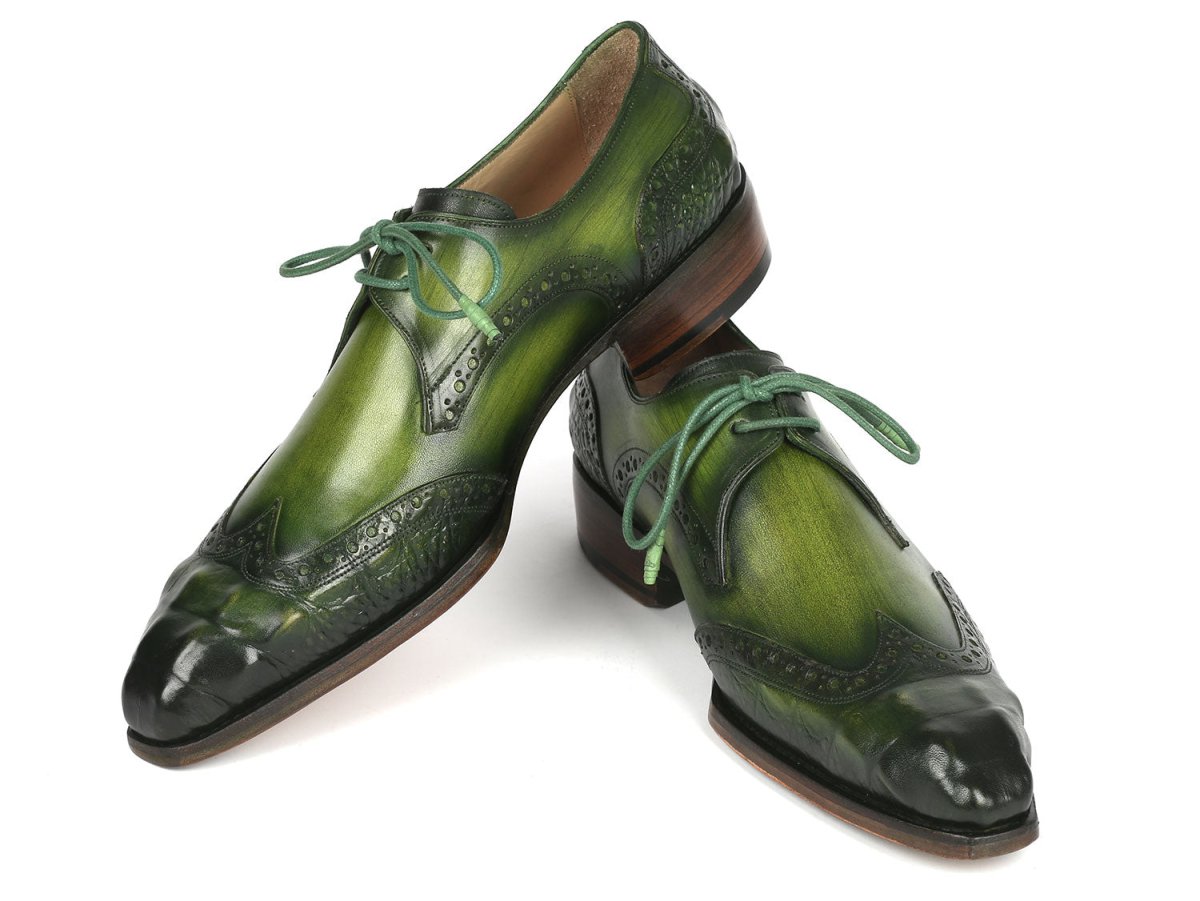 Paul Parkman Goodyear Welted Wingtip Derby Shoes Green Shoes by Paul Parkman – Don't Panic Shoes