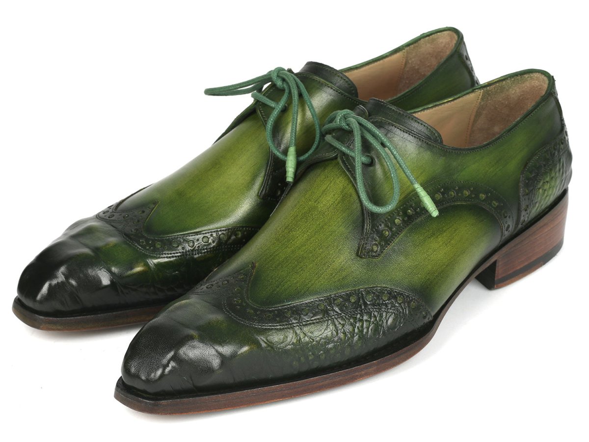 Paul Parkman Goodyear Welted Wingtip Derby Shoes Green Shoes by Paul Parkman – Don't Panic Shoes