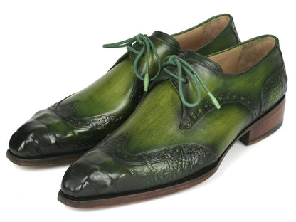 Paul Parkman Goodyear Welted Wingtip Derby Shoes Green Shoes by Paul Parkman – Don't Panic Shoes