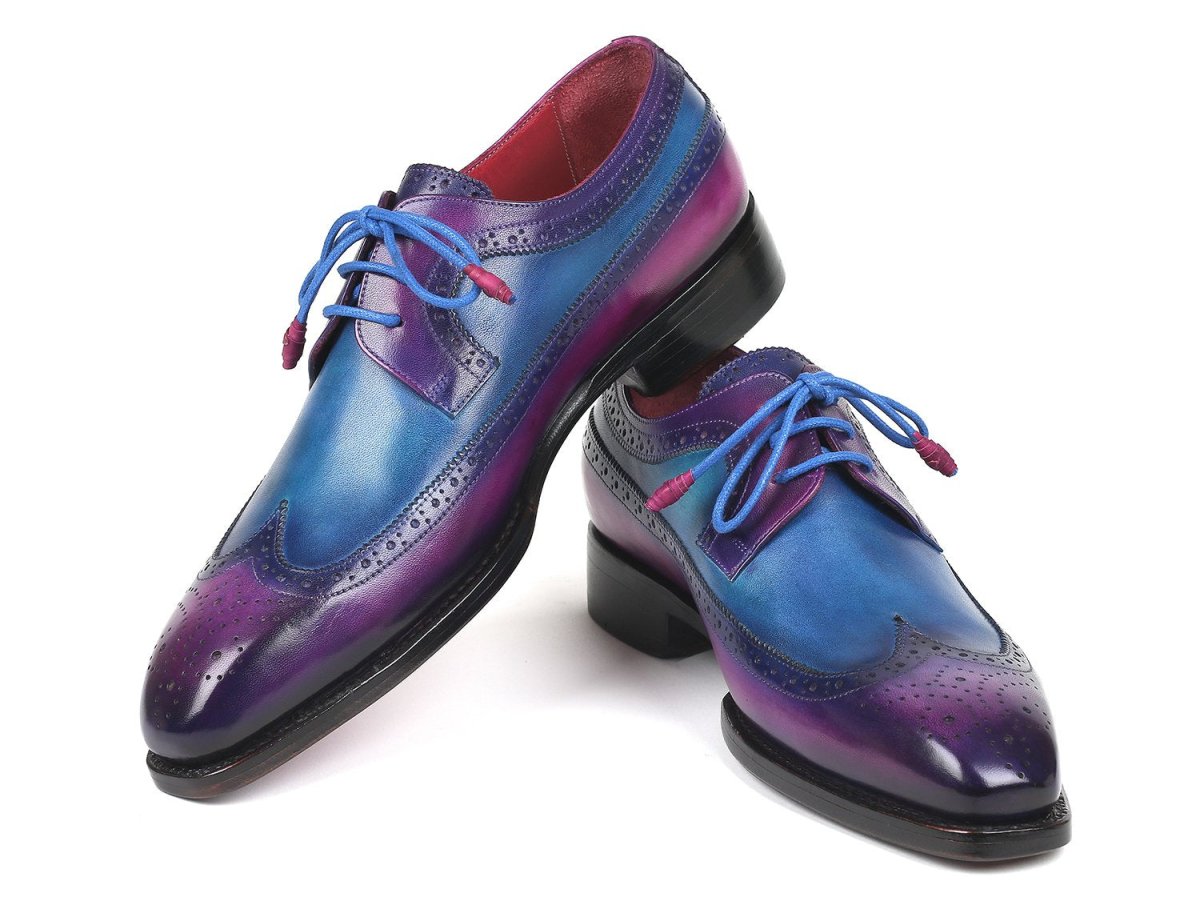 Paul Parkman Goodyear Welted WIngtip Derby Shoes in Purple And Blue Shoes by Paul Parkman – Don't Panic Shoes