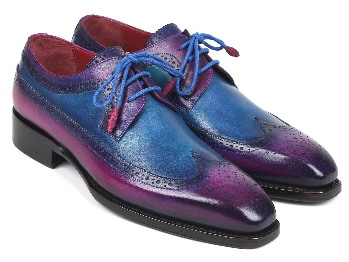 Paul Parkman Goodyear Welted WIngtip Derby Shoes in Purple And Blue Shoes by Paul Parkman – Don't Panic Shoes