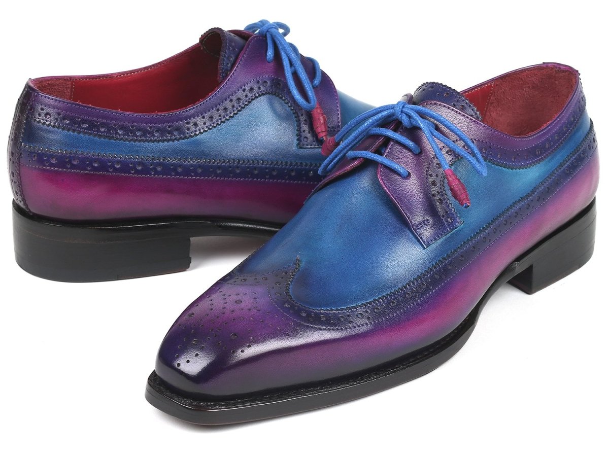 Paul Parkman Goodyear Welted WIngtip Derby Shoes in Purple And Blue Shoes by Paul Parkman – Don't Panic Shoes