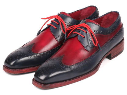 Paul Parkman Goodyear Welted Wingtip Derby Shoes Navy And Bordeaux (Id511n85) by Paul Parkman – Don't Panic Shoes