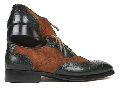 Paul Parkman Goodyear Welted Wingtip Oxfords Brown And Green (Id9941 - Bwg) by Paul Parkman – Don't Panic Shoes
