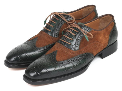 Paul Parkman Goodyear Welted Wingtip Oxfords Brown And Green (Id9941 - Bwg) by Paul Parkman – Don't Panic Shoes