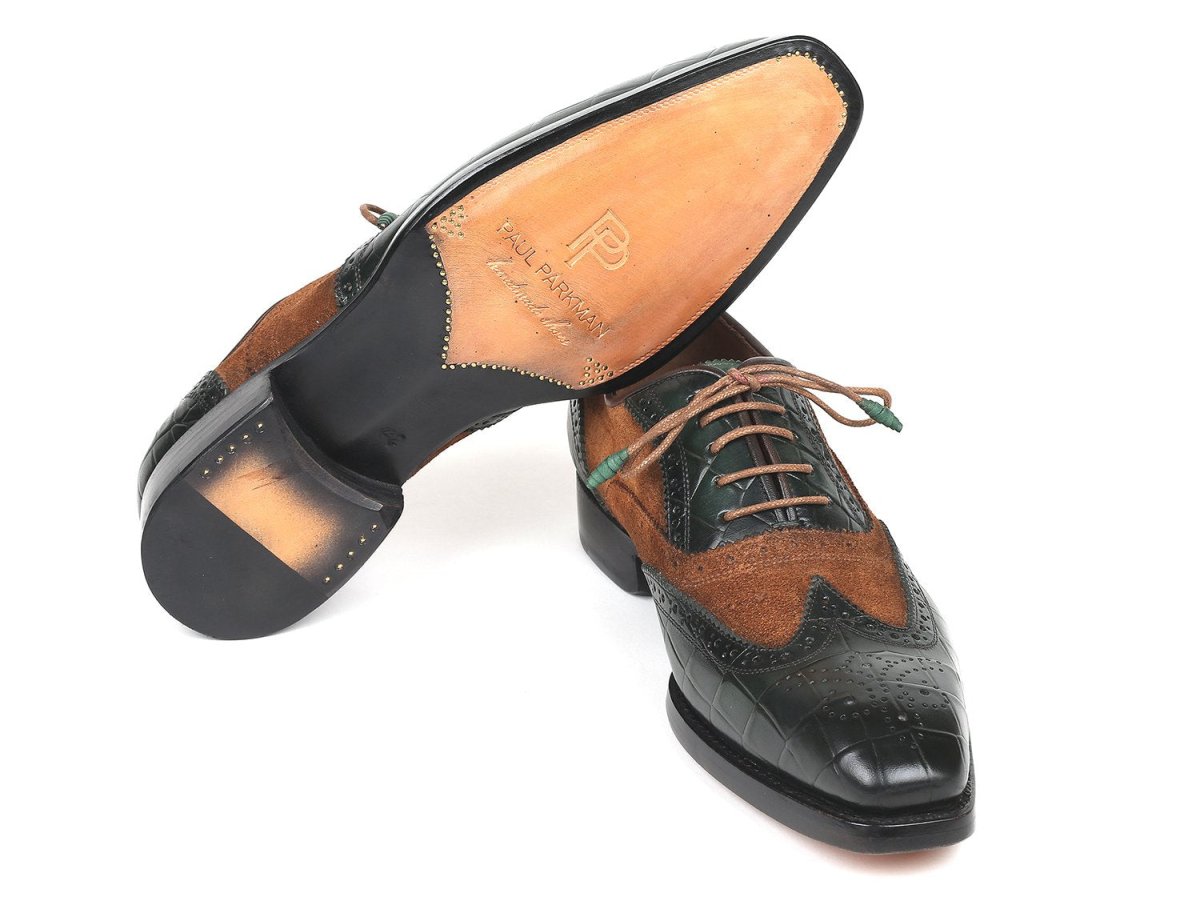 Paul Parkman Goodyear Welted Wingtip Oxfords Brown And Green (Id9941 - Bwg) by Paul Parkman – Don't Panic Shoes