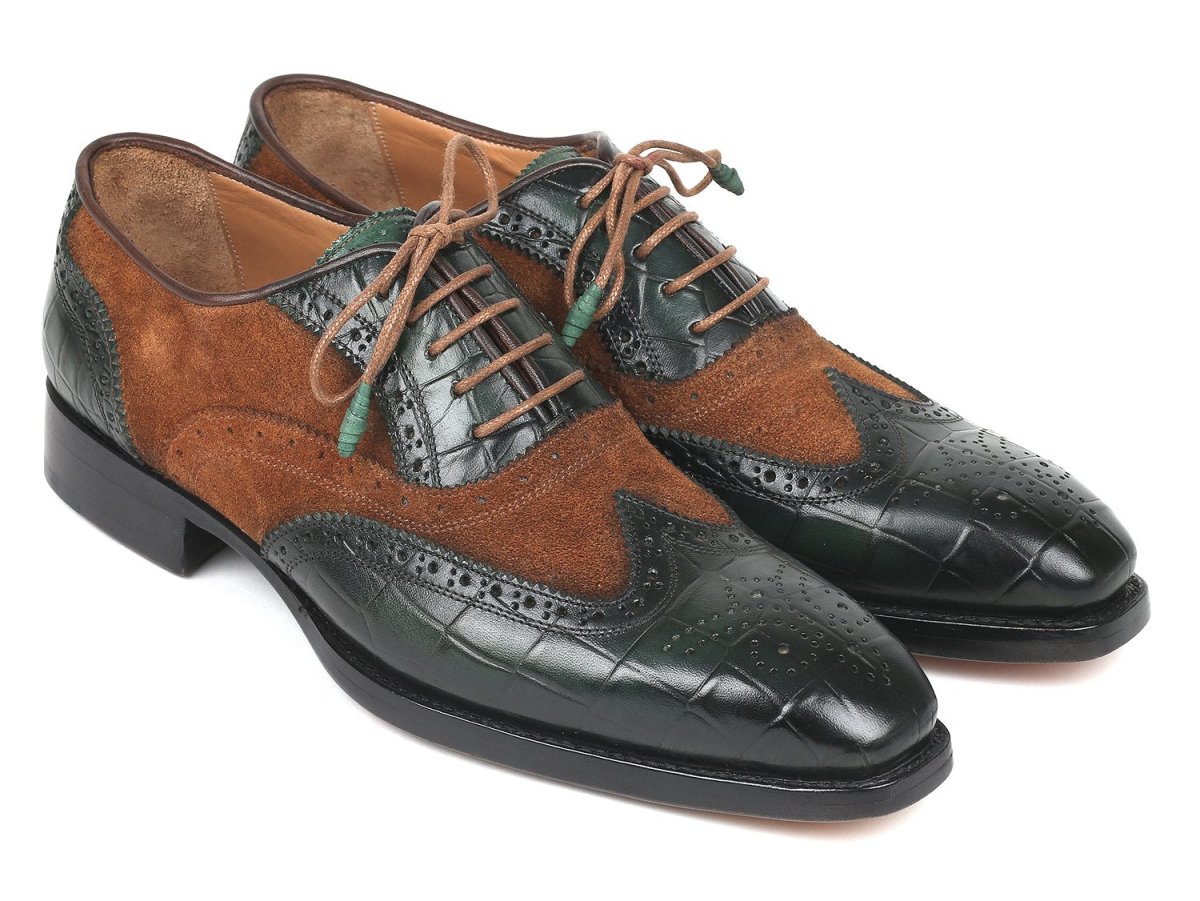 Paul Parkman Goodyear Welted WIngtip Oxfords in Brown And Green Shoes by Paul Parkman – Don't Panic Shoes