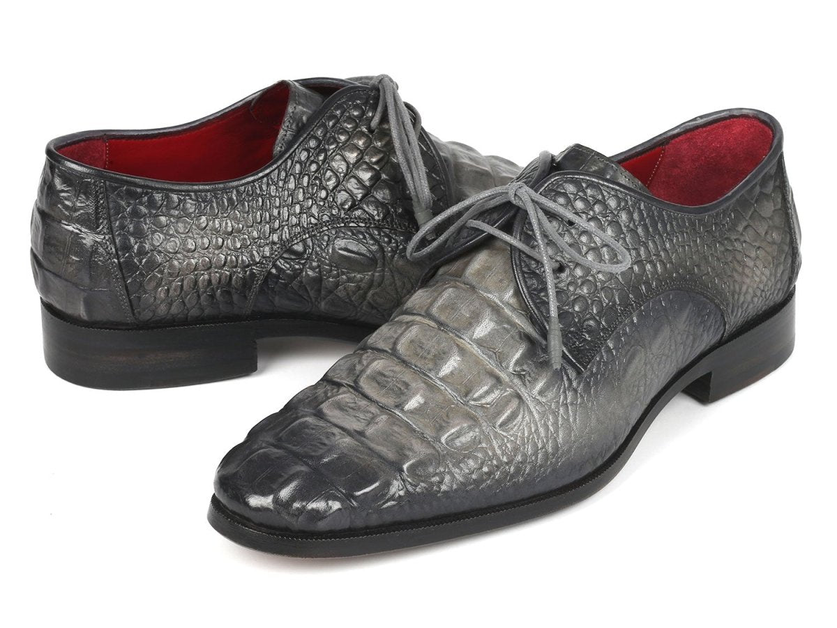 Paul Parkman Gray Crocodile Embossed Calfskin Derby Shoes (Id1438gry) by Paul Parkman – Don't Panic Shoes