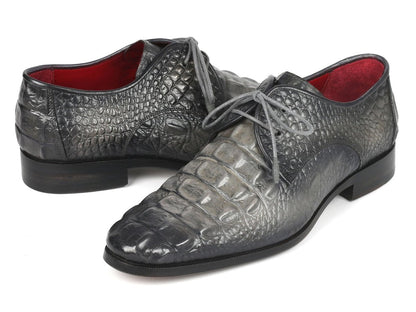 Paul Parkman Gray Crocodile Embossed Calfskin Derby Shoes (Id1438gry) by Paul Parkman – Don't Panic Shoes