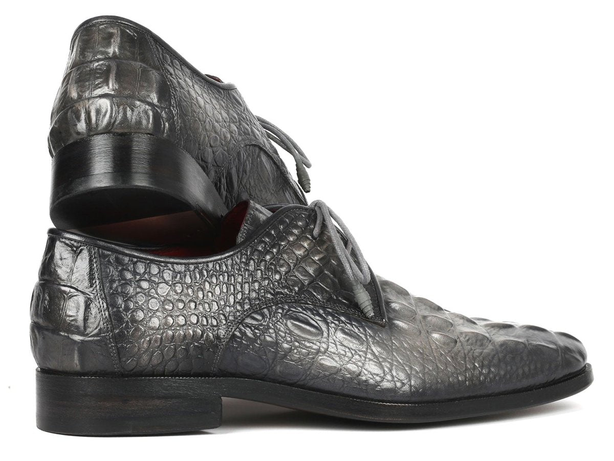 Paul Parkman Gray Crocodile Embossed Calfskin Derby Shoes (Id1438gry) by Paul Parkman – Don't Panic Shoes