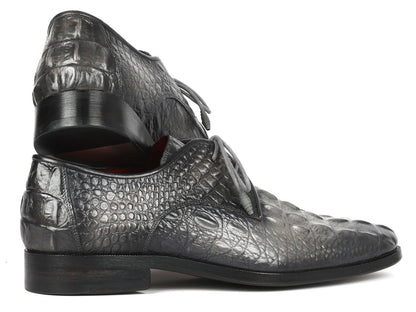 Paul Parkman Gray Crocodile Embossed Calfskin Derby Shoes (Id1438gry) by Paul Parkman – Don't Panic Shoes