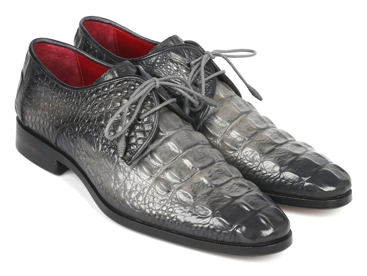 Paul Parkman Gray Crocodile Embossed Calfskin Derby Shoes (Id1438gry) by Paul Parkman – Don't Panic Shoes