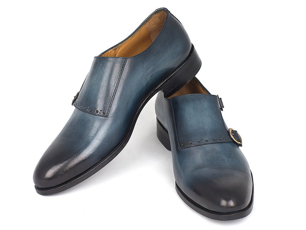 Paul Parkman Hand - PaInted Leather Double Monkstrap Shoes in Navy Shoes by Paul Parkman – Don't Panic Shoes