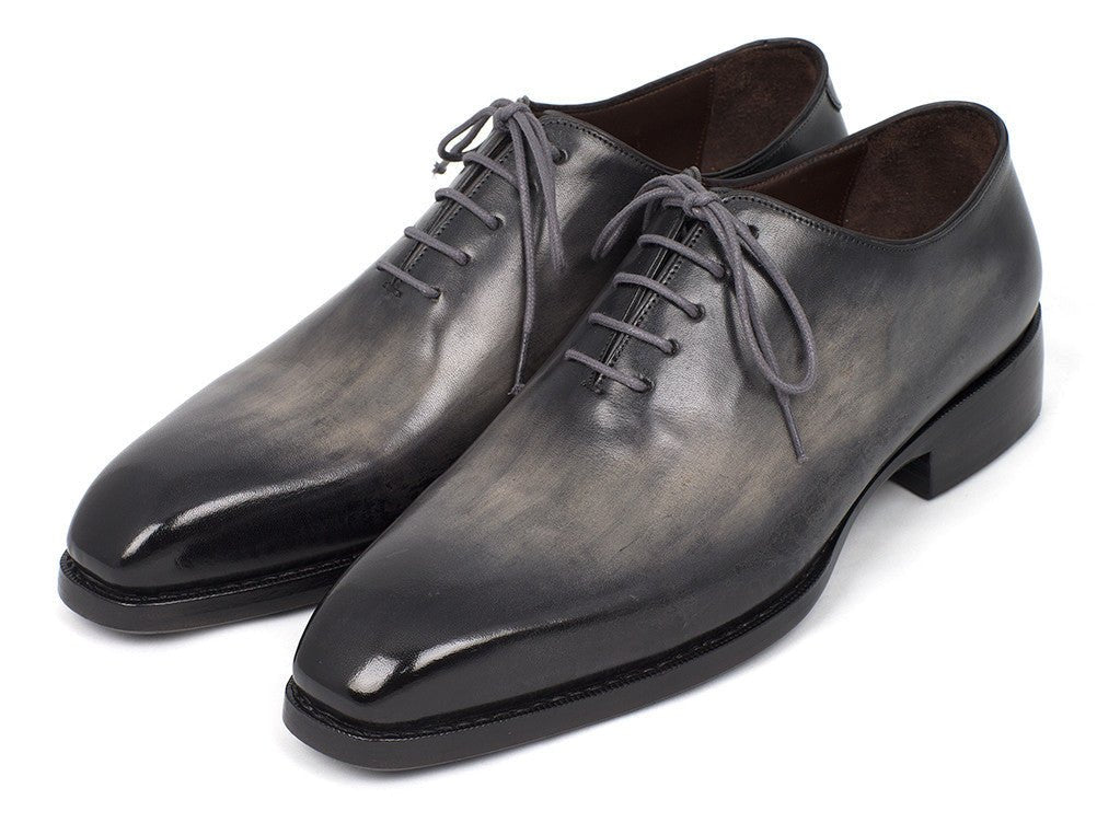 Paul Parkman HAnd - PaInted Leather Wholecut Oxfords in Gray and Black Shoes by Paul Parkman – Don't Panic Shoes