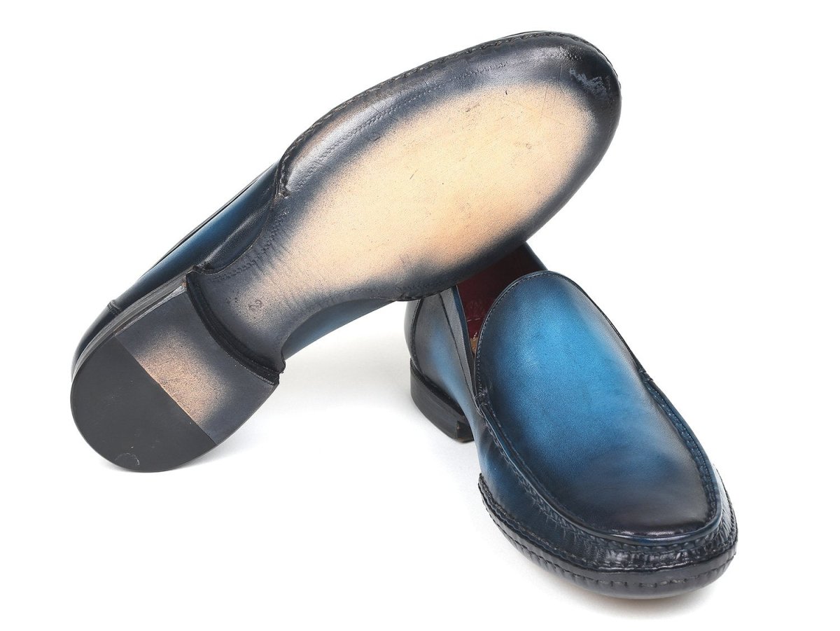 Paul Parkman Hand - Sewn MoccasIns in Blue Shoes by Paul Parkman – Don't Panic Shoes