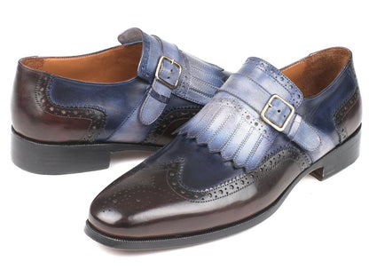 Paul Parkman Kiltie Monkstraps Blue And Brown (Id52sl79) by Paul Parkman – Don't Panic Shoes