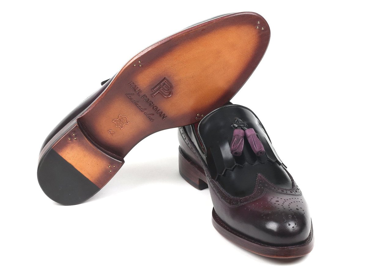 Paul Parkman Kiltie Tassel Loafer Black And Purple (IdKt92px) by Paul Parkman – Don't Panic Shoes