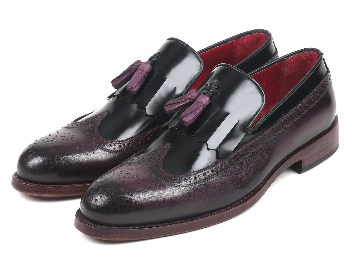 Paul Parkman Kiltie Tassel Loafer In Black And Purple Shoes by Paul Parkman – Don't Panic Shoes