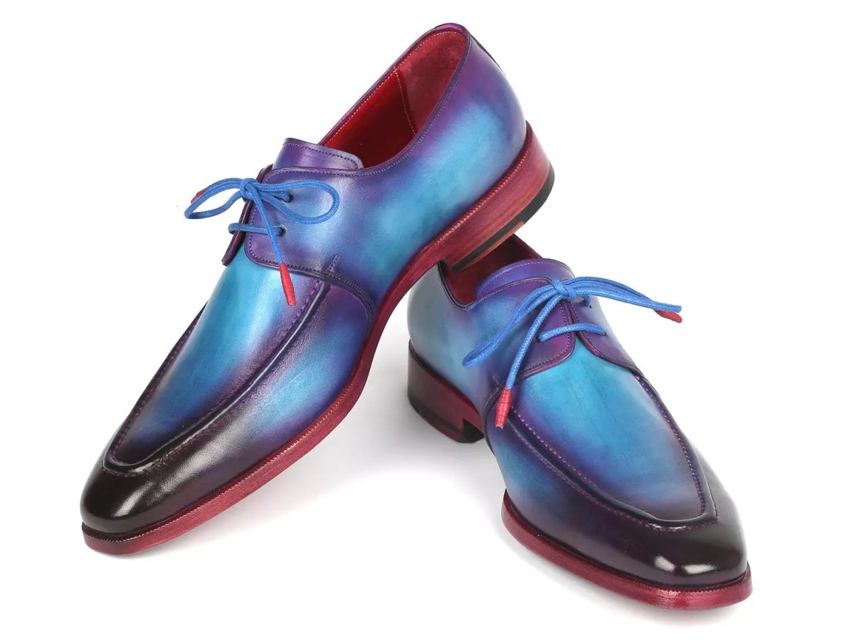 Paul Parkman Men's Apron Derby Shoes In Turquoise And Purple Shoes by Paul Parkman – Don't Panic Shoes