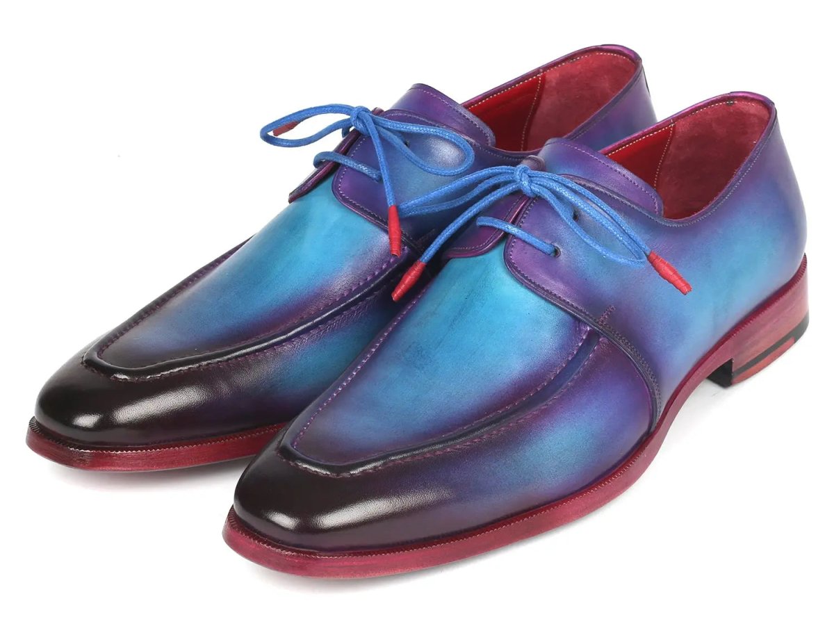 Paul Parkman Men's Apron Derby Shoes In Turquoise And Purple Shoes by Paul Parkman – Don't Panic Shoes