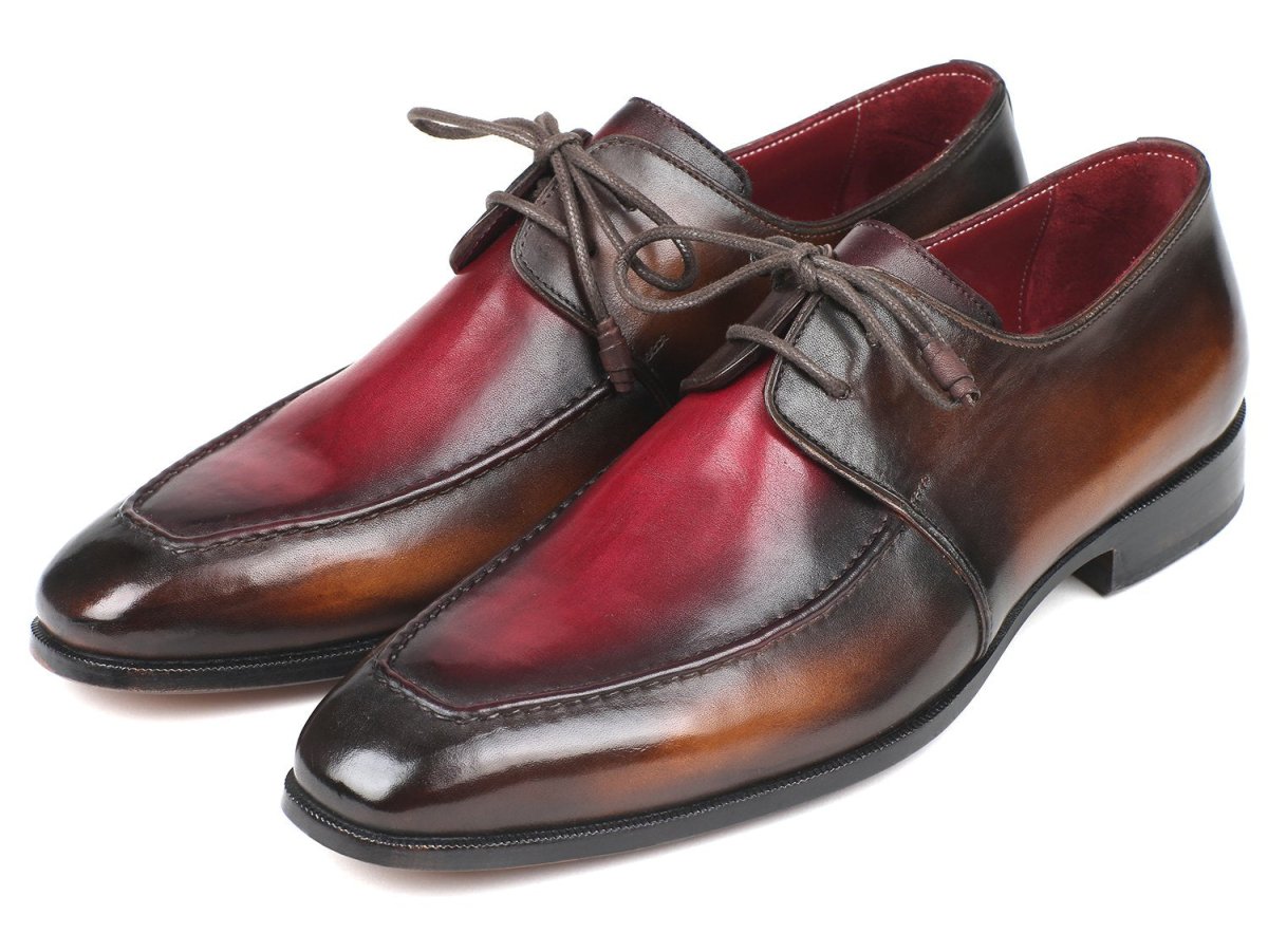 Paul Parkman Men's Apron Leather Derby Shoes In Brown And Bordeaux Dual Tone Shoes by Paul Parkman – Don't Panic Shoes