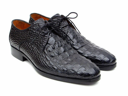 Paul Parkman Men's Black Crocodile Embossed Calfskin Derby Shoes (Id1438blk) by Paul Parkman – Don't Panic Shoes