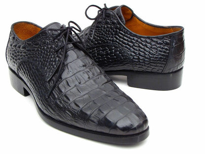 Paul Parkman Men's Black Crocodile Embossed Calfskin Derby Shoes (Id1438blk) by Paul Parkman – Don't Panic Shoes