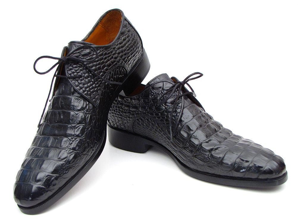 Paul Parkman Men's Black Crocodile Embossed Calfskin Derby Shoes (Id1438blk) by Paul Parkman – Don't Panic Shoes