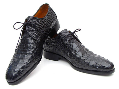 Paul Parkman Men's Black Crocodile Embossed Calfskin Derby Shoes (Id1438blk) by Paul Parkman – Don't Panic Shoes