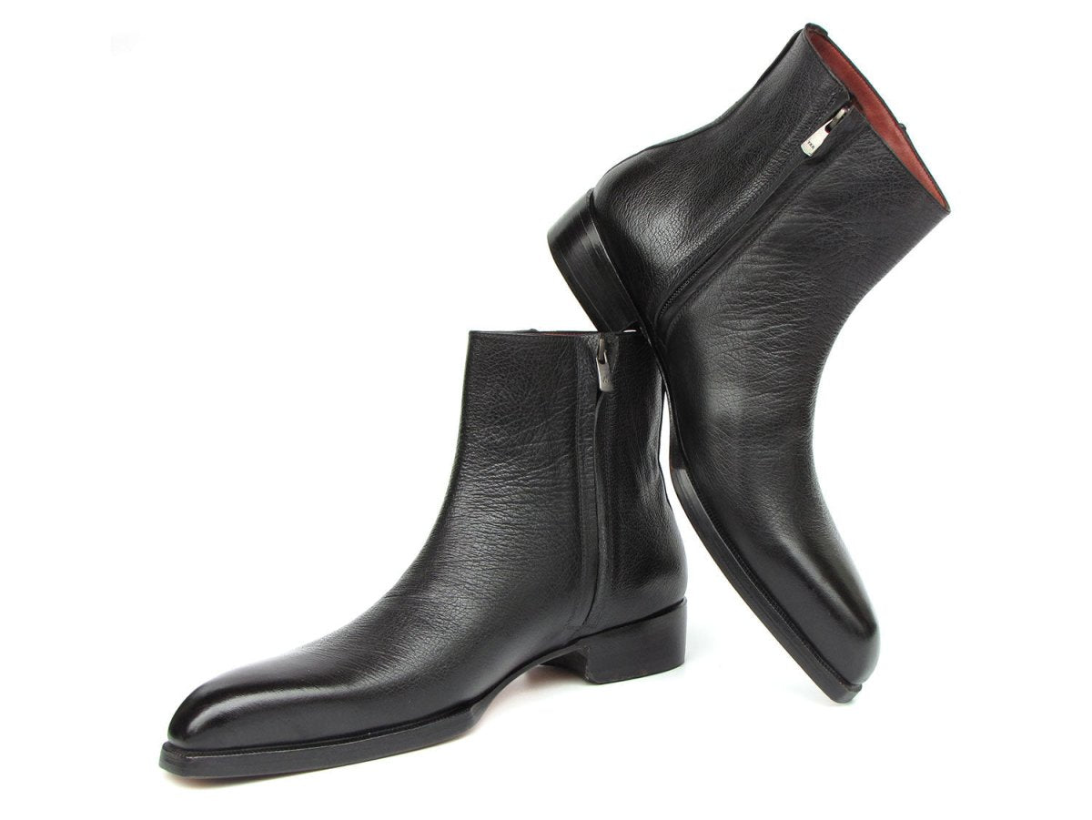 Paul Parkman Men's Black Floater Leather Side Zipper Boots Shoes by Paul Parkman – Don't Panic Shoes