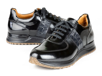 Paul Parkman Men's Black Polished Leather Sneakers (IdLp208blk) Shoes by Paul Parkman – Don't Panic Shoes