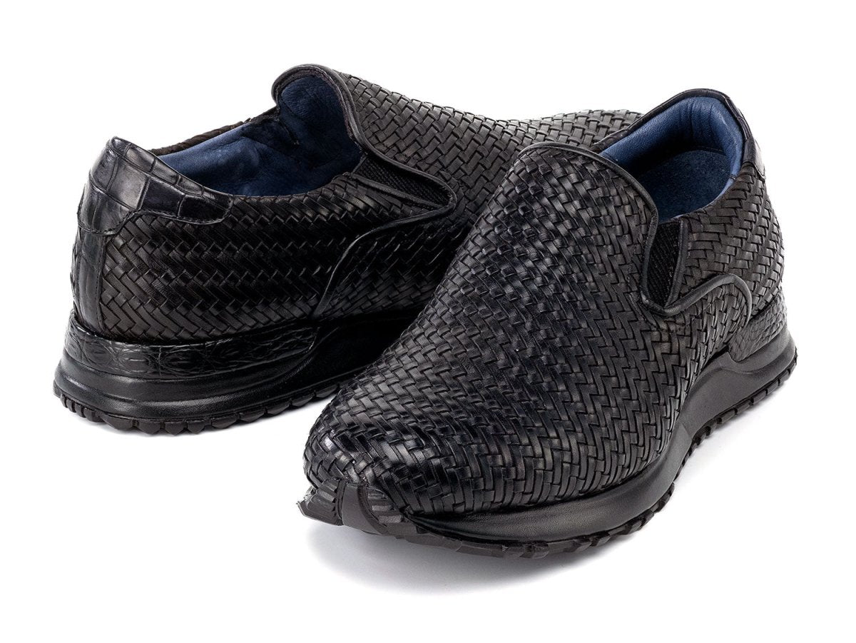 Paul Parkman Men's Black Woven Leather Slip - On Sneakers (IdLw204blk) Shoes by Paul Parkman – Don't Panic Shoes