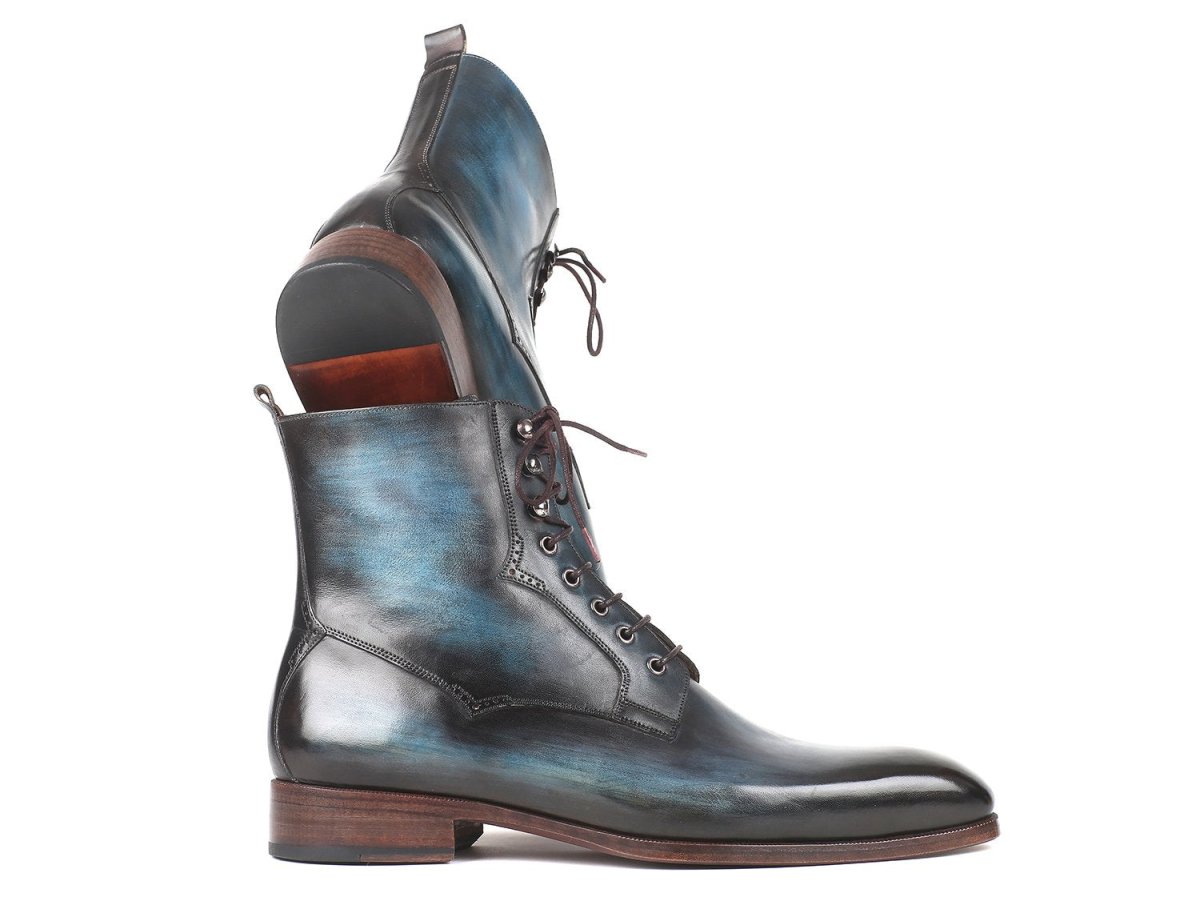 Paul Parkman Men's Blue And Brown Leather Boots (IdBt548aw) by Paul Parkman – Don't Panic Shoes