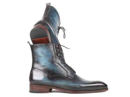 Paul Parkman Men's Blue And Brown Leather Boots (IdBt548aw) by Paul Parkman – Don't Panic Shoes