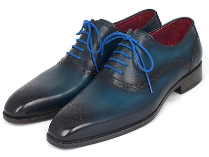 Paul Parkman Men's Blue And Navy Medallion Toe Oxfords (IdFs88va) by Paul Parkman – Don't Panic Shoes