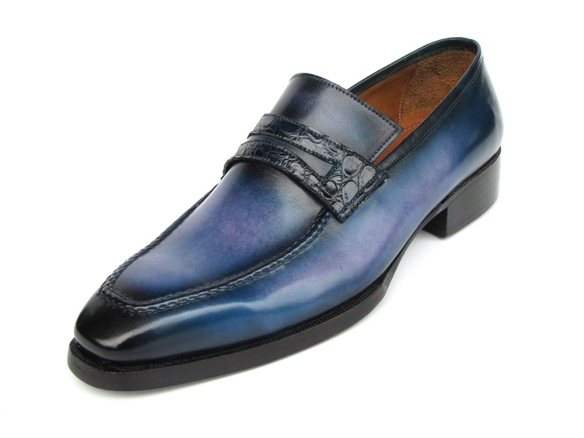 Paul Parkman Men's Blue Patina Handmade Loafers (Id6944 - Blu) Shoes by Paul Parkman – Don't Panic Shoes