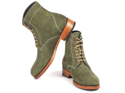 Paul Parkman Men's Boots Green Nubuck (824ngr33) by Paul Parkman – Don't Panic Shoes