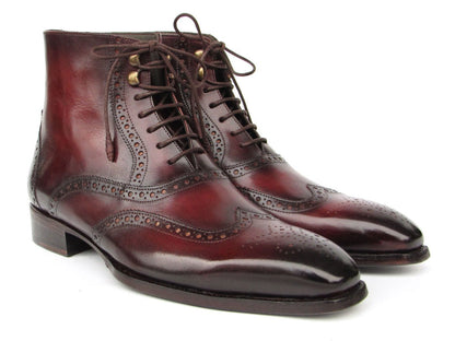 Paul Parkman Men's Bordeaux Burnished Leather Goodyear Welted Wingtip Boots (IdBt4861 - Brd) Shoes by Paul Parkman – Don't Panic Shoes