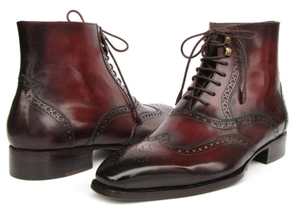 Paul Parkman Men's Bordeaux Burnished Leather Goodyear Welted Wingtip Boots (IdBt4861 - Brd) Shoes by Paul Parkman – Don't Panic Shoes