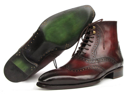 Paul Parkman Men's Bordeaux Burnished Leather Goodyear Welted Wingtip Boots Shoes by Paul Parkman – Don't Panic Shoes