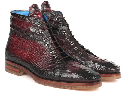 Paul Parkman Men's Bordeaux Croco Embossed Leather Boots (12811 - Brd) by Paul Parkman – Don't Panic Shoes