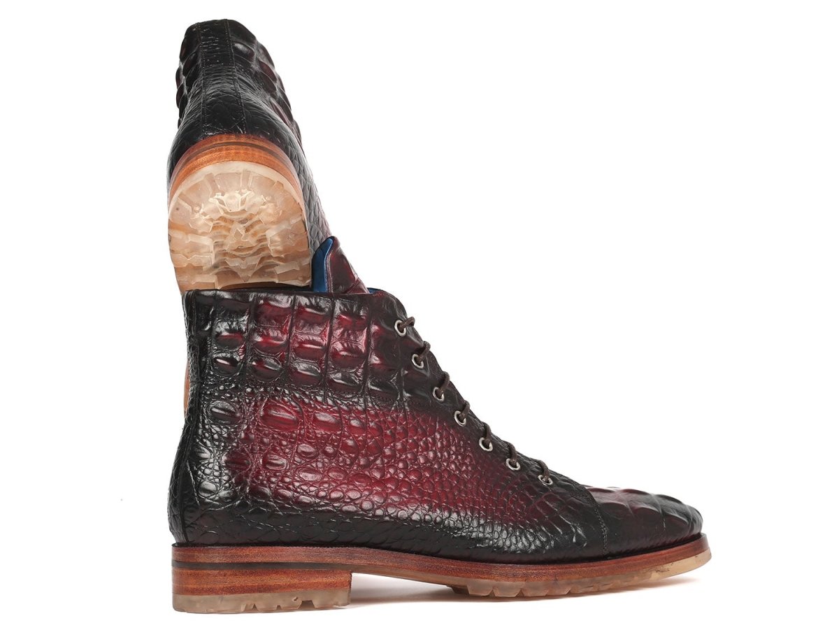 Paul Parkman Men's Bordeaux Croco Embossed Leather Boots (12811 - Brd) by Paul Parkman – Don't Panic Shoes