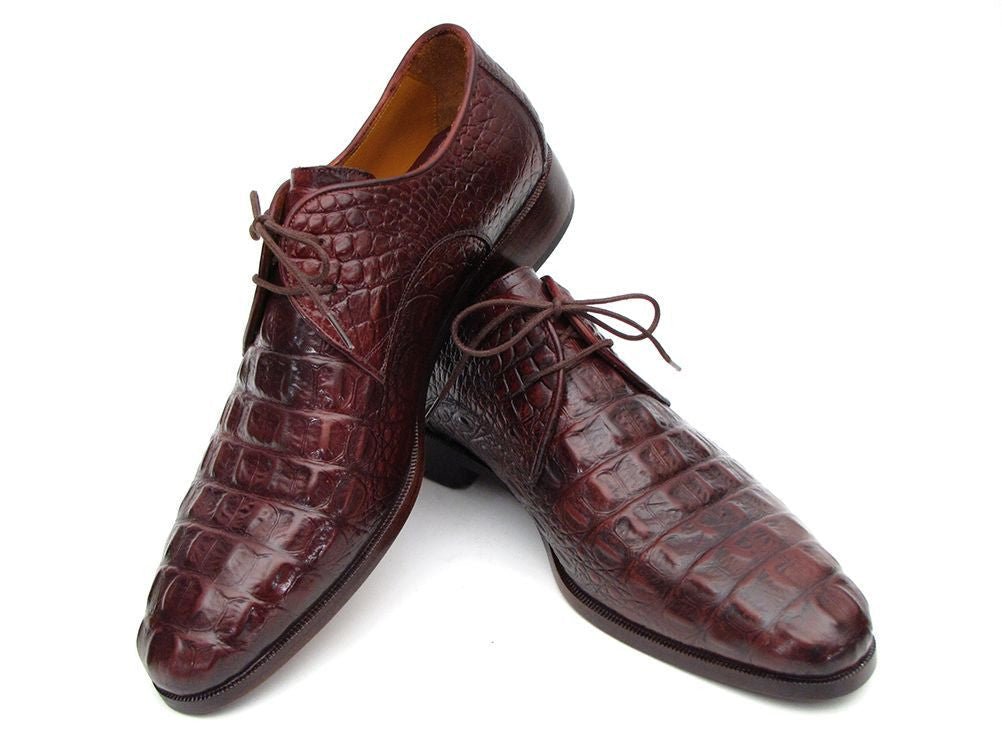 Paul Parkman Men's Brown And Bordeaux Crocodile Embossed Calfskin Derby Shoes (Id1438brd) by Paul Parkman – Don't Panic Shoes