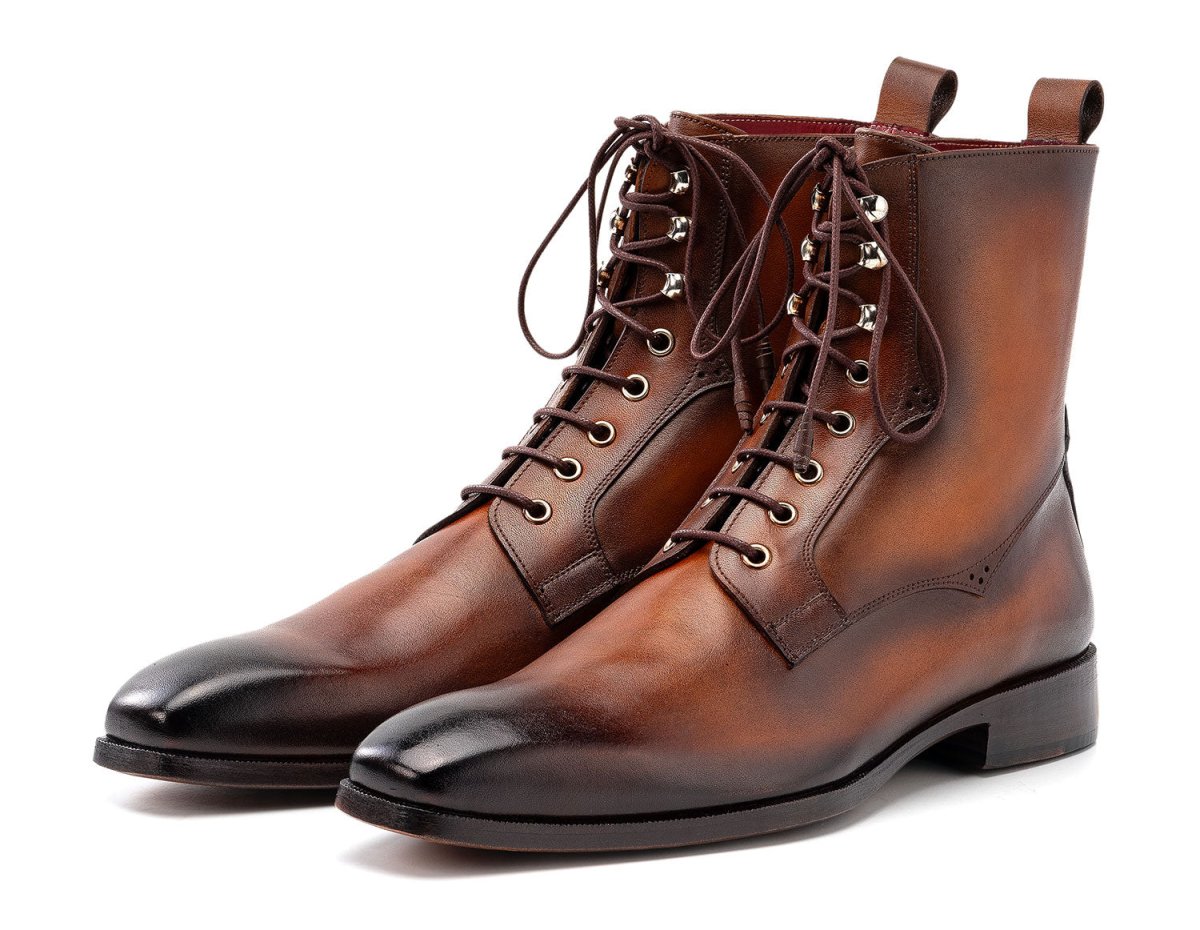 Paul Parkman Men's Brown Burnished Leather Lace - Up Boots (IdBt534 - Brw) by Paul Parkman – Don't Panic Shoes