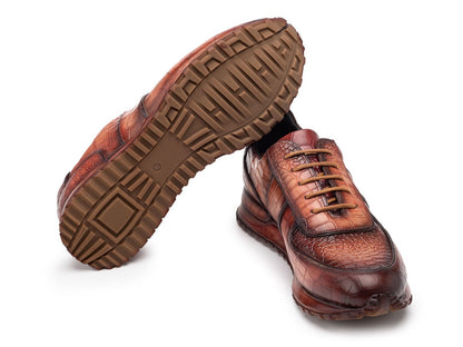 Paul Parkman Men's Brown Burnished Textured Leather Sneakers (IdLb704cml) Shoes by Paul Parkman – Don't Panic Shoes